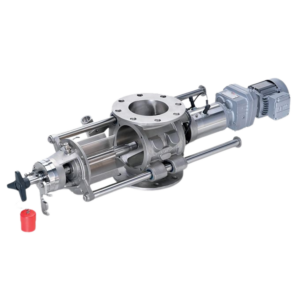 Rotary valve used in MACTEX’s pneumatic conveying systems, designed for precise powder flow control and material handling in industrial applications.