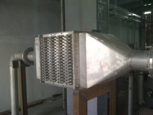 Heat exchanger used in MACTEX’s pneumatic conveying systems, designed for efficient thermal management in material handling and powder transport.