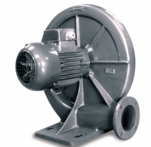 Centrifugal fan used in MACTEX’s pneumatic conveying systems, designed for efficient air circulation in powder handling and material transport.